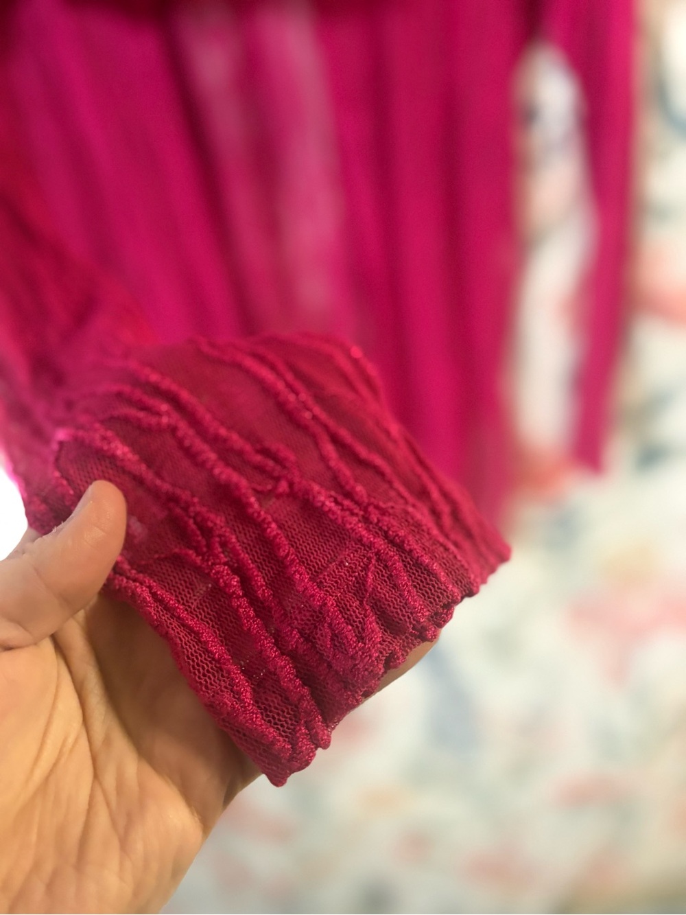 Vintage Sheer Crinkle Button-Top in Fuchsia - Picture 3 of 10